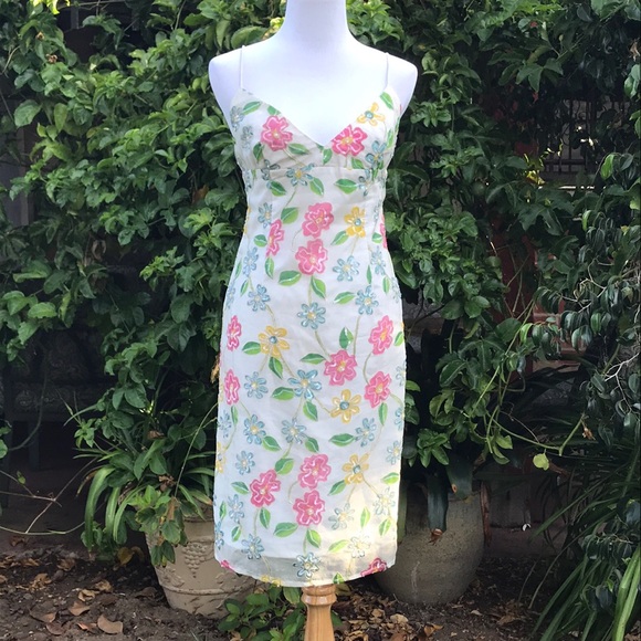 Helen Wang Dresses & Skirts - Vintage Helen Wang Silk Sequin Floral Dress